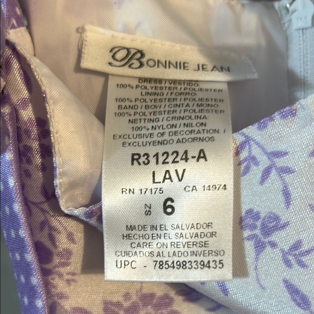 Bonnie Jean Purple and White Square Neck Sundress - Picture 2 of 4